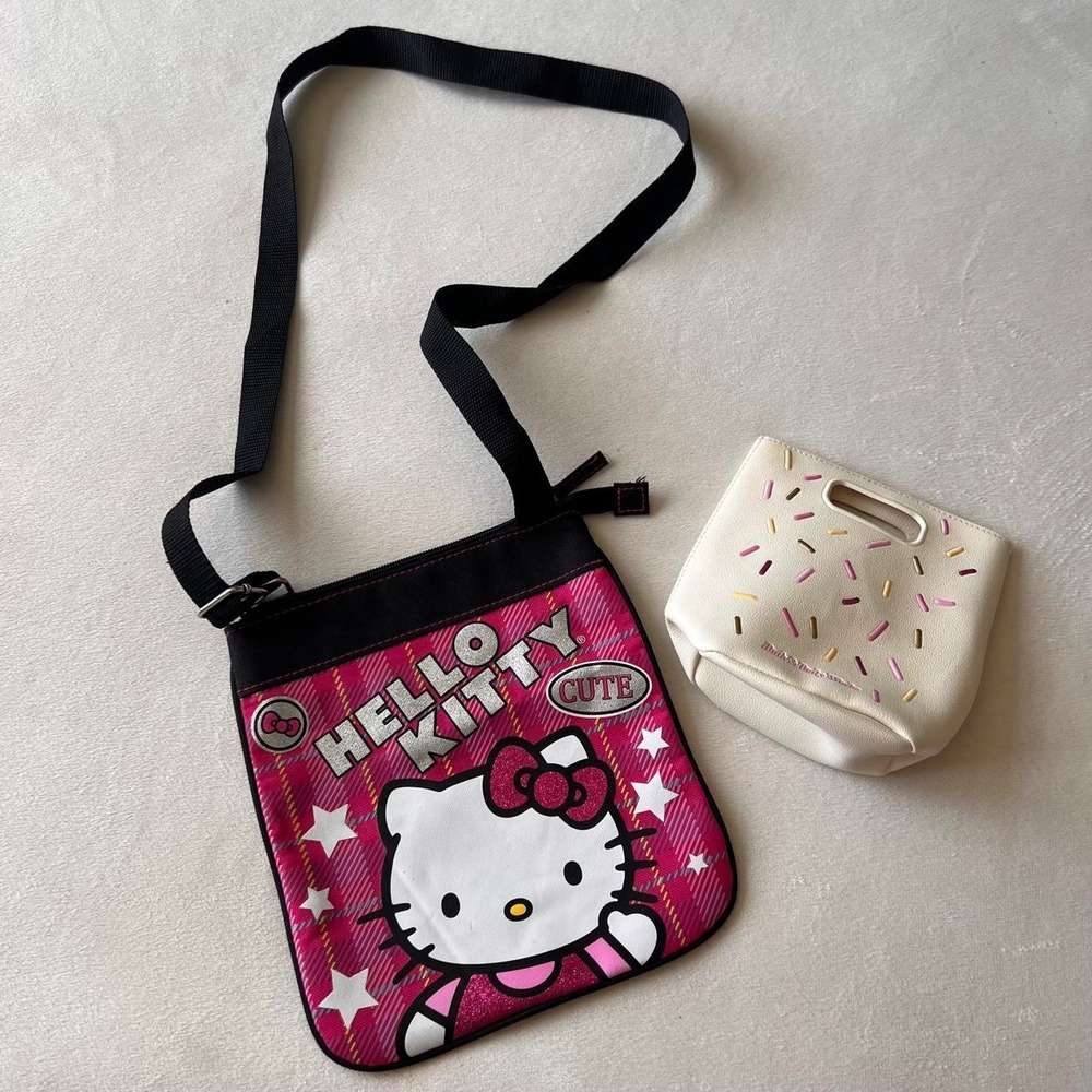 Hello Kitty Pink White Stars Crossbody Sanrio y2k kawaii plaid artsy school